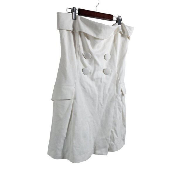 Anthropologie BHLDN Strapless Tuxedo Mini Dress White Bridal SZ M Casual Wedding - Picture 3 of 14